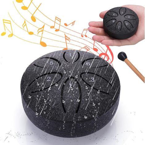 Tambour de pluie d'extérieur - Cloche de pluie en acier de 7,6 cm (3 pouces) à 6 tons, étanche, instrument de jardin, mini-tambour (1/5)