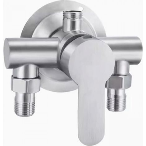 Interrupteur de robinet de douche en métal G1/2 Filetage 304 Mélangeur d'eau chaude et froide Poignée en acier inoxydable murale (1/5)