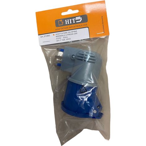 ADATTATORE INDUSTRIALE SPINA NORMALE A PRESA CEE 2P + T 16A IP44 HIT