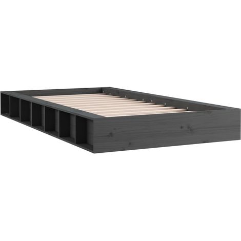 Cadre de lit sans matelas gris 135x190 cm bois massif vidaXL (1/5)