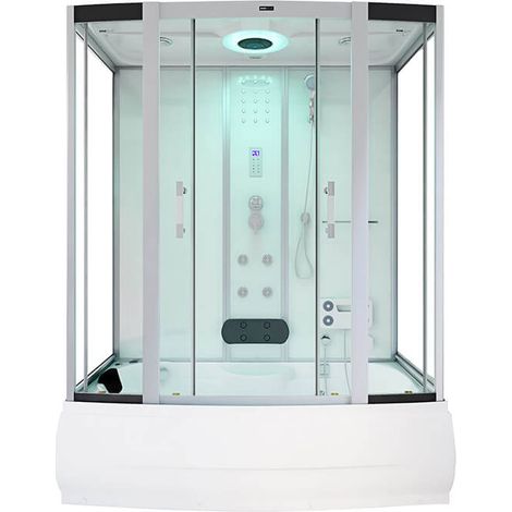 Home Deluxe – Douche à vapeur Diamond – 170 x 90 x 220 cm – Sauna vapeur, baignoire, jacuzzi, douche à effet pluie – Verre de sécurité 5 mm (1/5)