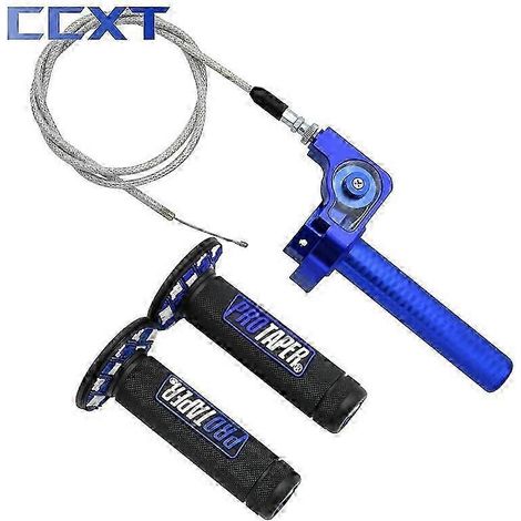 Poignées de guidon universelles 22 mm pour moto, câble d'accélérateur, poignées d'accélérateur à rotation rapide CNC pour Honda CRF, CR, XR, CBR, Yamaha, Suzuki, KTM, coudes et poignets (lot de 3 bleu (1/5)