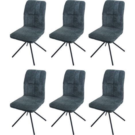 [NUNCA USADO] Juego de 6 sillas de comedor HHG-432, silla de cocina, giratoria con retorno automático, tejido/textil chenilla (340 g/m²) Öko-Tex, azul-verde (1/5)