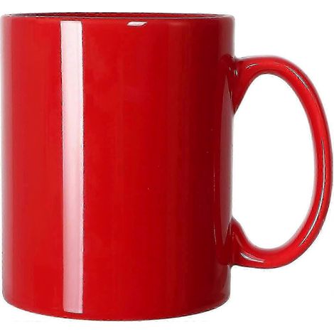 Mug à café extra-large en céramique rouge de 35 cl avec anse, idéal pour le bureau et la maison. (1/4)