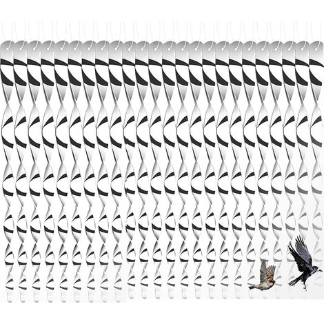 24Pcs Répulsif Oiseaux,  Spirale Réfléchissante Barre Effaroucheur Oiseaux Repulsif Pigeon Effaroucheur Oiseaux 360 Degrés Réfléchissant Repulsif Oiseaux pour Balcon Potager Fruitiers