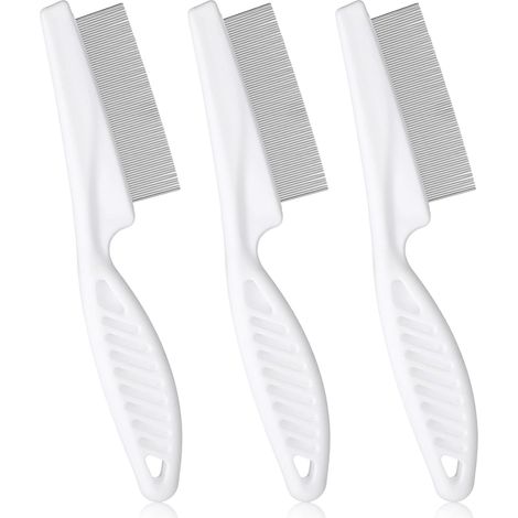 Peigne Anti-Puces En Acier Inoxydable - Dents Fines Pour Chats Chiens Lapins Chevaux - Brosse De Toilettage Ergonomique - Lot De 3 (1/5)