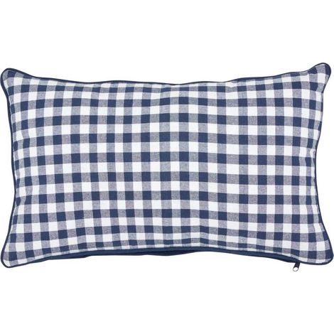 Coussin Déco Imprimé Vichy "Groove" 30x50cm Bleu (1/3)