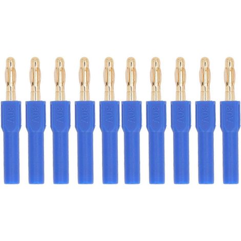 10 Stück Bananenstecker 4,0 mm Stecker auf 2 mm Buchse, 30 V AC, 60 V DC, 32 A, für Testzwecke, blau