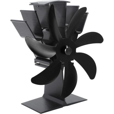 7-blade thermoelectric fan for wood stoves, made of aluminum alloy (black)--DTEKGAZ