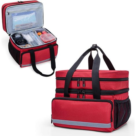 Trousse médicale double couche, organisateur de trousse de premiers secours, rouge