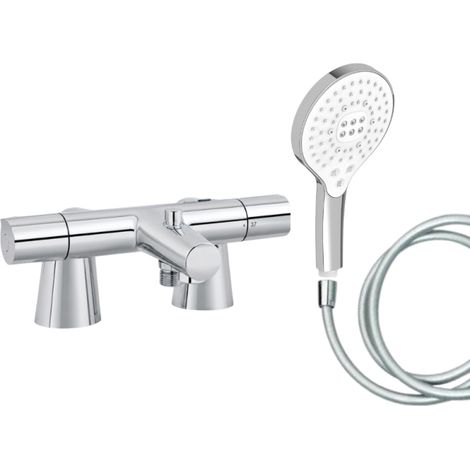 Mitigeur baignoire JACOB DELAFON Simone + pommeau de douche Metro signature + flexible de douche lisse + colonnettes (1/5)