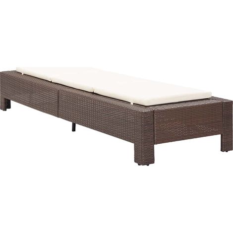 Lettino Prendisole Sdraio con Cuscino Marrone in Polyrattan (1/5)