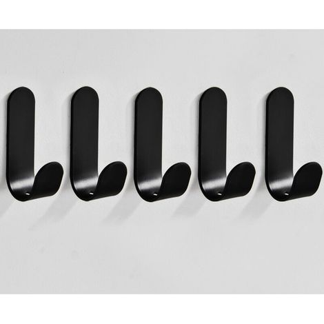 5er-Set selbstklebende Wandhaken, Küchenhandtuchhaken, Handtuchhalter für Bad und Küche, spurlos rückstandsfrei anzubringen, bohrfreie Wandmontage, Wandbefestigung, Klebehaken, Schwarz