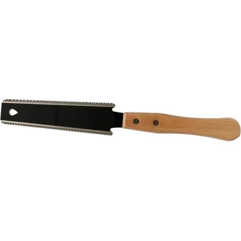 Sierra de mano pequeña para cortes finos en madera, sierra plana de doble hoja con mango de madera antideslizante.
