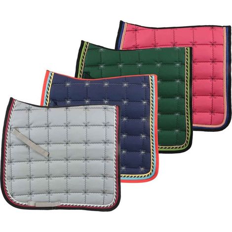Full, VERDE: Sottosella da dressage modello Cassiopea trapuntatura con motivo floreale e bordino bicolore