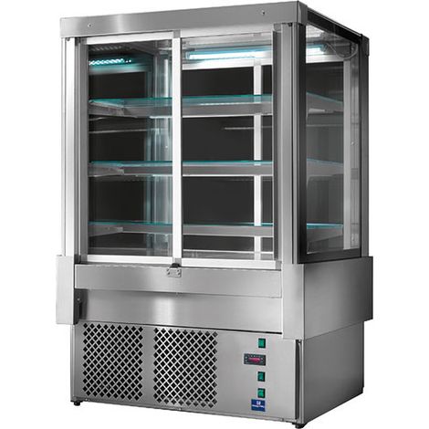 Comptoir réfrigéré ventilé avec 4 portes coulissantes et 3 étagères, +2°/+8°C, l 1222 mm - RAL9005 1222x769x1389 mm - VIRTUS (1/2)