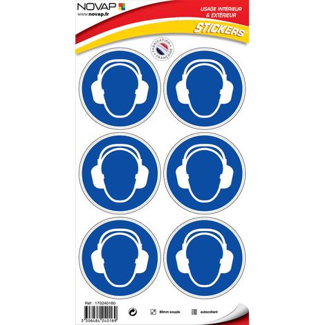 Planche 6 Pictogrammes Ø 80mm - Obligation de Porter un Casque Anti-bruit - 4240169 (1/2)