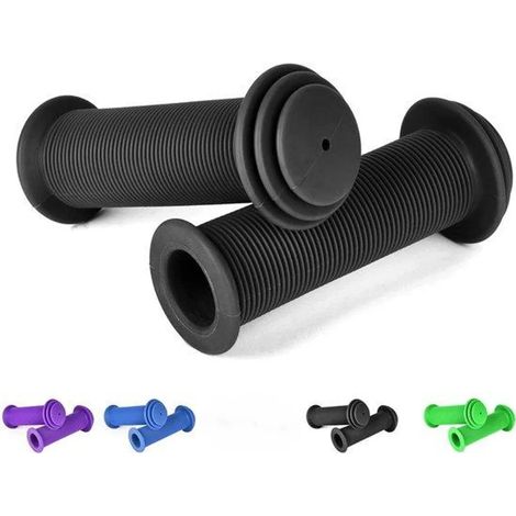 Poignées de vélo enfant, poignées de guidon de 10 cm pour vélos enfants avec protection maximale contre les chocs, poignées en caoutchouc pour trottinettes, tricycles, draisiennes, vélos enfants, noir (1/2)
