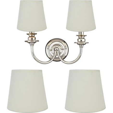 Abat-jour en tissu 4 pièces - Abat-jour - Abat-jour pour lampadaire - Abat-jour à pince - Accessoires d'éclairage - Convient aux suspensions, lampes de table et lampadaires - 14 x 13 x 9 cm - Blanc ca (1/4)