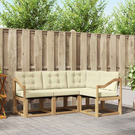 vidaXL Outdoor-Sofagarnitur mit Kissen 4 pcs Weiß und Creme (1/5)