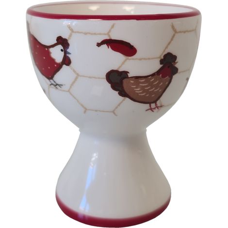 Coquetier blanc en céramique motif Poules (1/2)