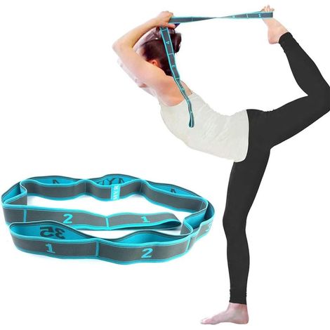 Sangle de yoga, Band Élastique pour Étirement, Ceinture Élastique pour Yoga et Fitness, avec 9 Boucles (1/5)