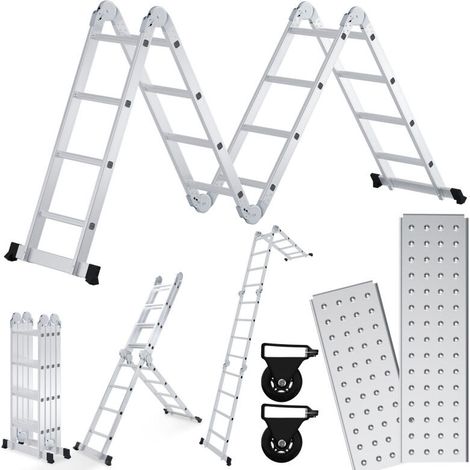 SWANEW Scala pieghevole scala multiuso scala telescopica 4x4 470cm scala singola scala a gradini scala domestica scala in alluminio (1/5)