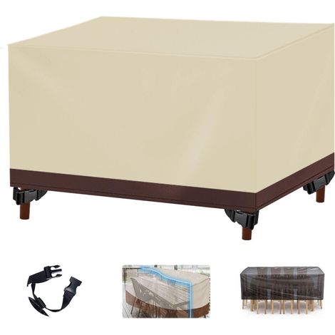 Housse Salon de Jardin 420D Oxford Extérieur, Anti-UV Bache pour Table et Canapé, Beige Brown 60x60x60cm