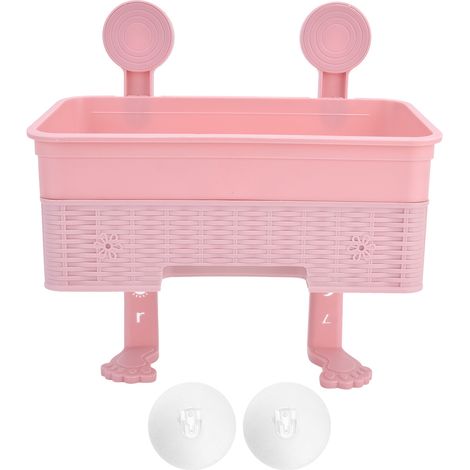 Porte Rouleau Papier Hygiénique - Rangement Double Niveau Sans Perçage - Organisateur Salle De Bain Et Cuisine - Matériau PP Rose - 1 Pièce (1/5)