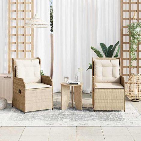 vidaXL Gartenbank 2 pcs Beige Poly-Rattan (1/5)