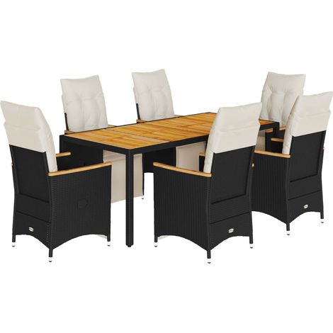 Maison Exclusive - 7-tlg. Garten-Bistro-Set mit Kissen Schwarz Po (1/5)