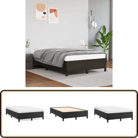 Bettgestell ohne Matratze Schwarz 120x190 cm Kunstleder - Bettrahmen - Doppelbett - Schlafzimmermöbel - Kunstlederbettwäsche - Boxspringbett