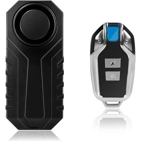 Alarme de vélo sans fil avec télécommande étanche, alarme de sécurité antivol 113 dB pour vélos électriques, motos, vélos, scooters et véhicules, capteur de vibration à 7 niveaux de sensibilité (1/5)