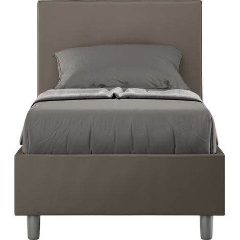 Lit d'appoint 80x190 cm simili cuir marron Adelyne- (1/5)