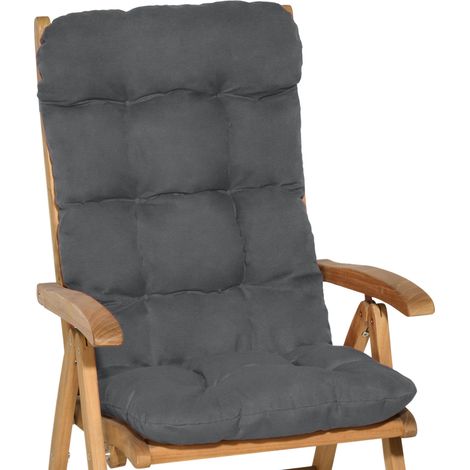 Beautissu – Coussin bain de soleil 120x50x8cm – Résistance UV 5 – Fixation par cordons – Housse 100% polyester gris graphite