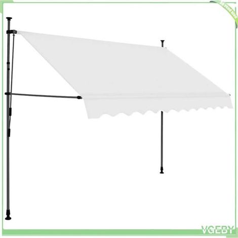 Auvent manuel rétractable - FAFEICY - 145872 - 250 cm - Crème - Panneau solaire & LED (1/5)