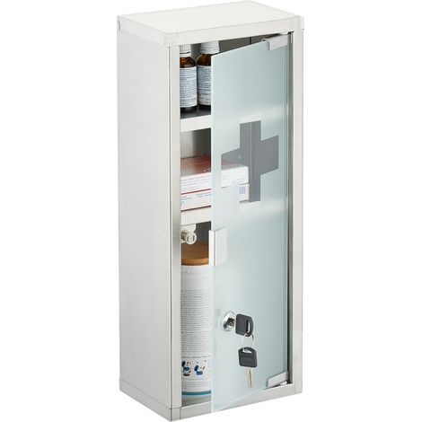 Botiquín de acero inoxidable con cerradura, 3 compartimentos