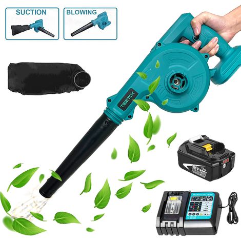 Soffiatori e aspiratori elettrici, 2 su 1 velo d'aria a cordone , foglia di polvere di neve +batteria 5,5a +caricabatterie DC18rc , compatibile con batteria Makita