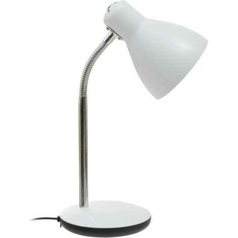 Interiors by Premier White Table Lamp for Work Desk, Desk Lamp with Conical Lamp Head, Long Lasting Iron Bedside Lamp (1/4)