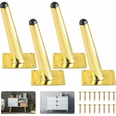 Set mit 4 goldenen Möbelbeinen, 6 Zoll, Messing, schräge, konische Gegenbeine für Sofa, Theke, Bücherregal, Nachttisch, Kommode, Stuhl, (1/5)