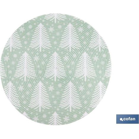 Pack de 6 sous-assiettes rondes vertes et blanches de 38 cm