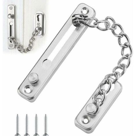 Chaîne de Porte de Sécurité Verrou de Porte Anti-Vol serrure de Chaîne de Porte en Acier Inoxydable Entrebailleur Porte (1/4)