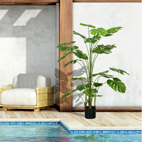 Künstliche Monstera Deliciosa Pflanze 180 cm, 24 Zweige, Kunststoff, grün OKMYHOME (1/5)