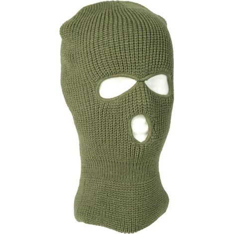 3-Loch Sturmhaube atmungsaktiv gestrickt für Damen & Herren, Oliv