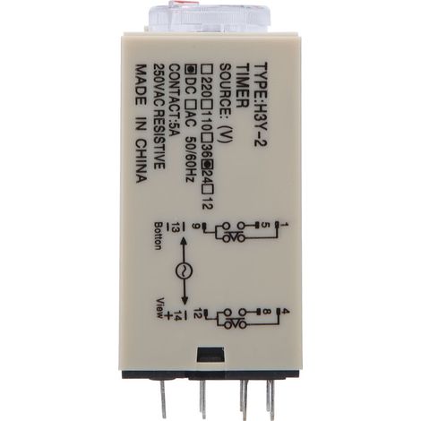 Zeitrelais H3Y-2, 8-polig, einstellbar, hohe Genauigkeit, für Haushaltsgeräte, 0–10 s, 24 V DC (1/5)