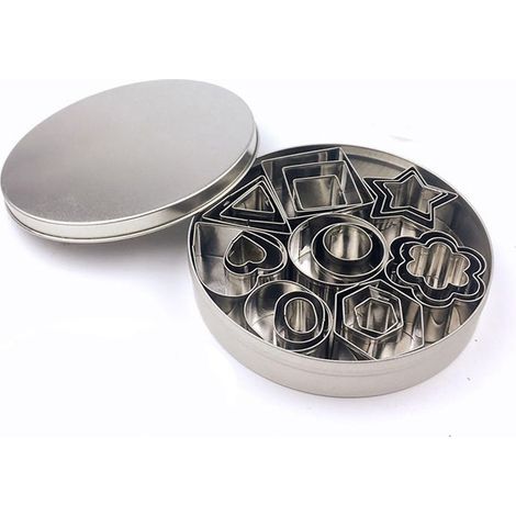 Lot de 24 emporte-pièces en acier inoxydable, formes hexagonales, accessoires pâtisserie et biscuits (1/4)