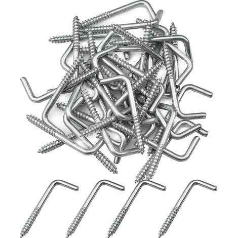 Ensemble de 40 vis à crochet carrées en acier au carbone pour suspendre plantes, ustensiles de cuisine, carillons éoliens et lampes (1/5)