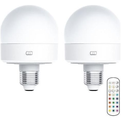 Wiederaufladbare USB-Glühbirne mit Fernbedienung und Timer, einstellbarer Helligkeit, batteriebetrieben, E27-Sockel, RGB-Licht (1/5)