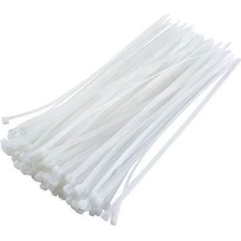 Lot de 100 attaches de câble en plastique Rislan (100 x 25 mm, blanches) - 100 pièces (1/4)