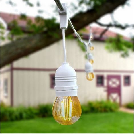 Kit Guirlande Waterproof 5.5m Blanche + 8 Ampoules LED E27 Filament 4W 4000K Blanc neutre (1/5)